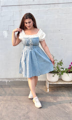 The Lace-Up Denim Cottage Dress