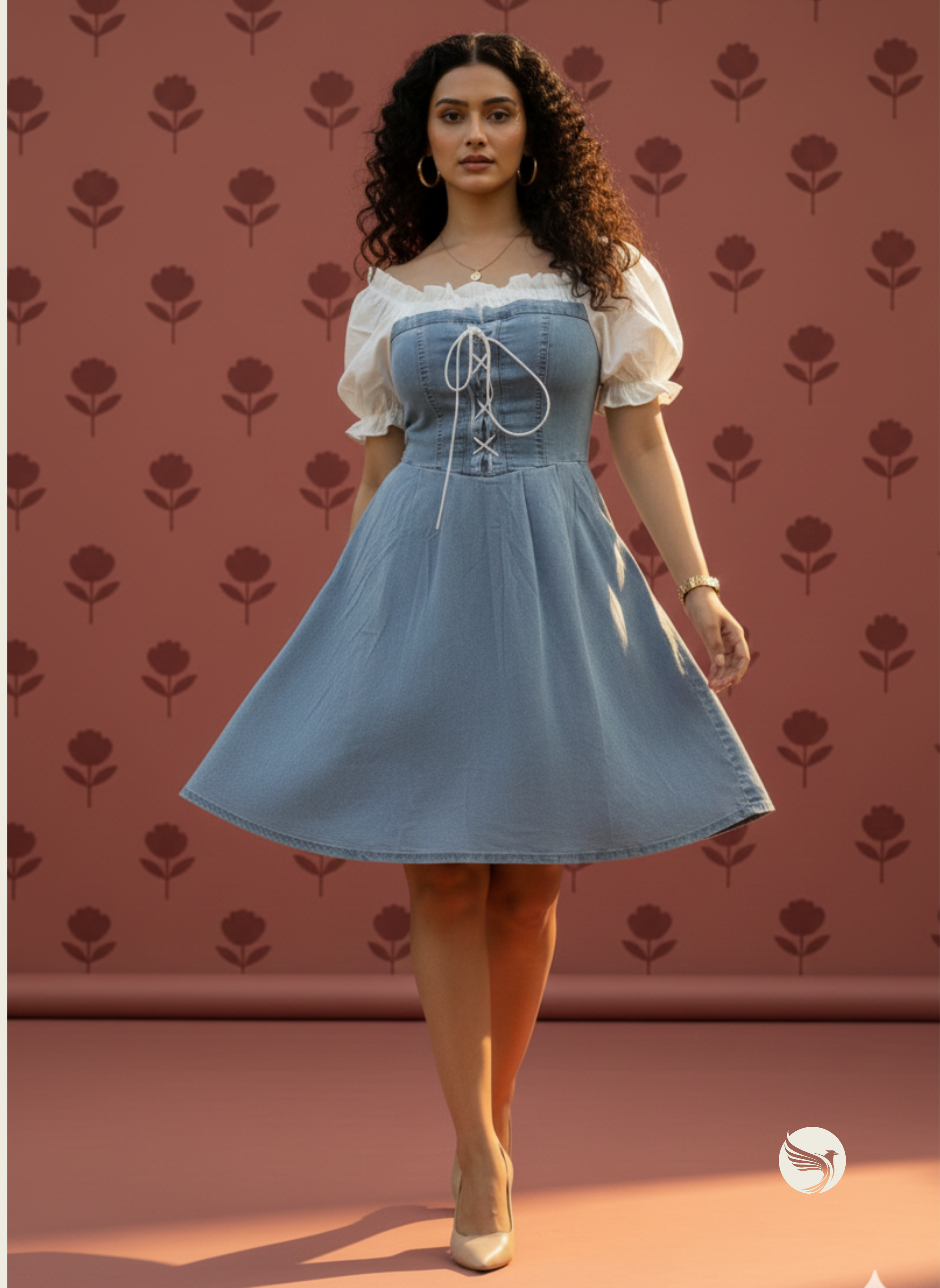 The Lace-Up Denim Cottage Dress