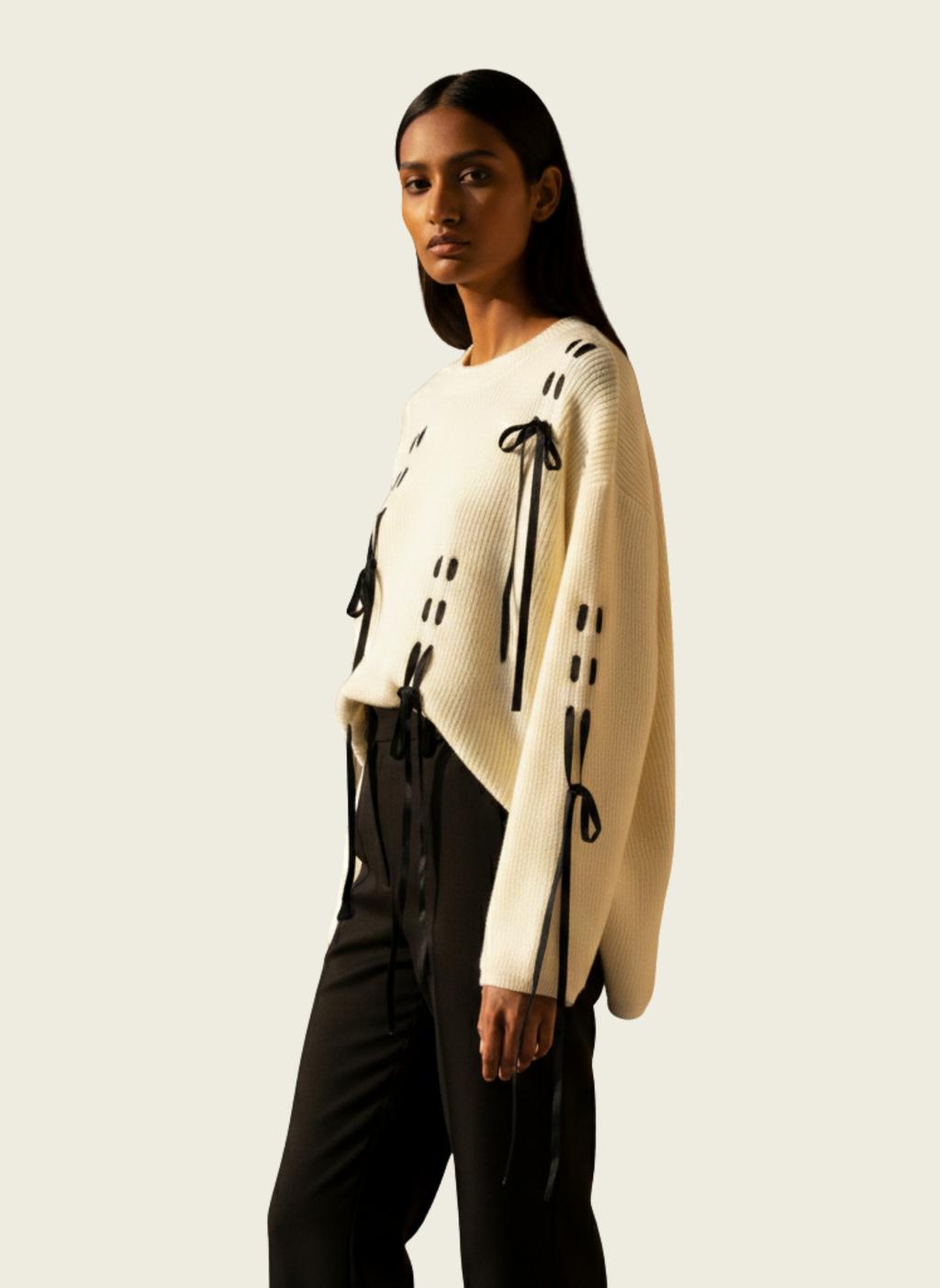 The Ribbon Tie Detail Knit Sweater