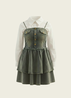 The Tiered Denim Pinafore Dress